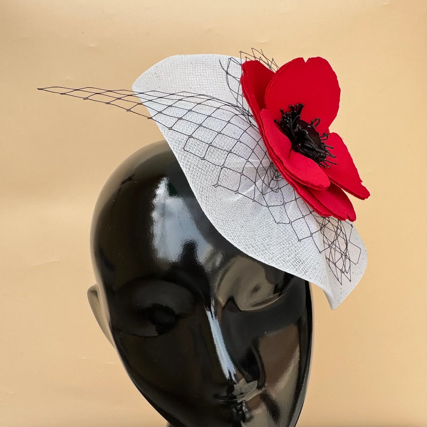 Garden Tales Red Poppy Wedding Hat with Veil