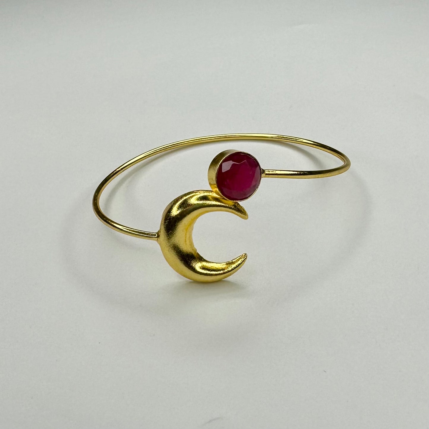 Ruby Crescent Adjustable Golden Bracelet