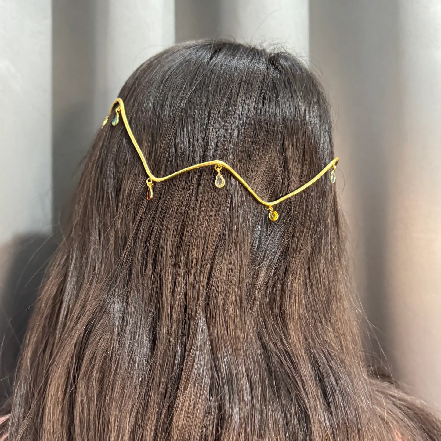 Wave Halo Hair Wrap with Stone Drops