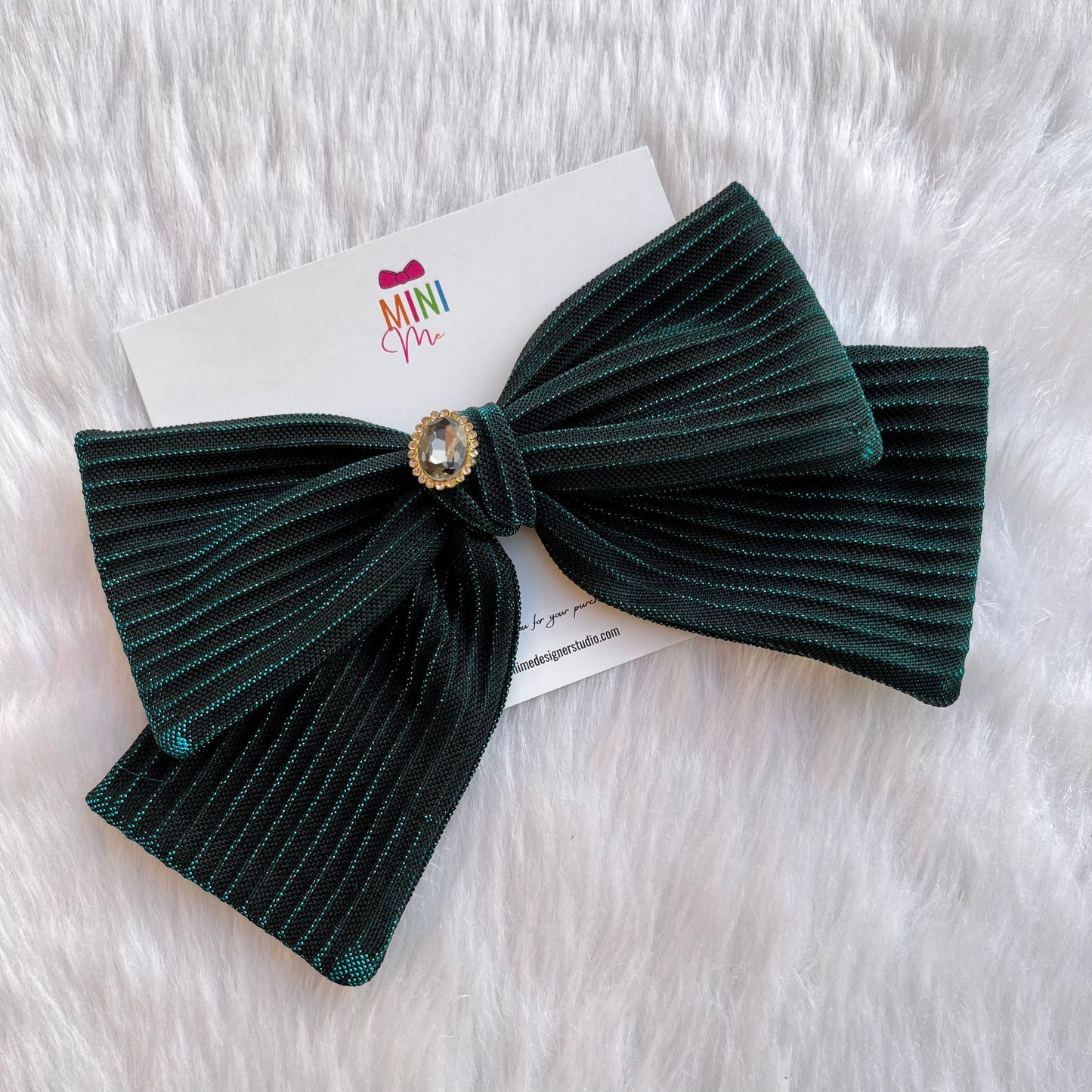 Emerald Elegance Green Bow Hair Clip