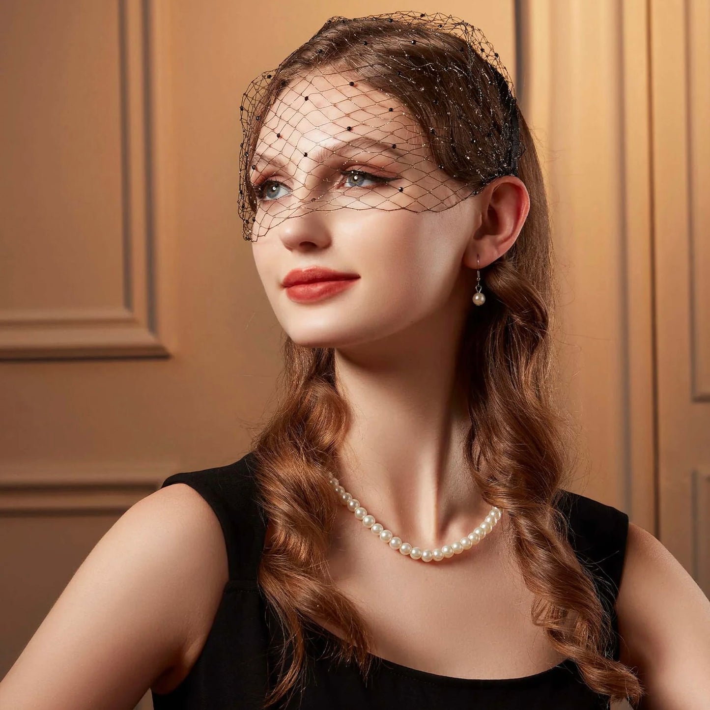 Black Luxe Birdcage Face Short Veil