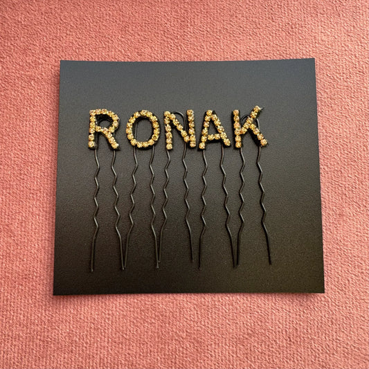 Custom Name Champagne Gold Crystal Letter Clips (Small)