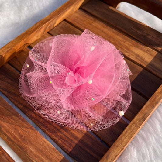 Lavender Pearls Ruffled Fascinator Hair Clip