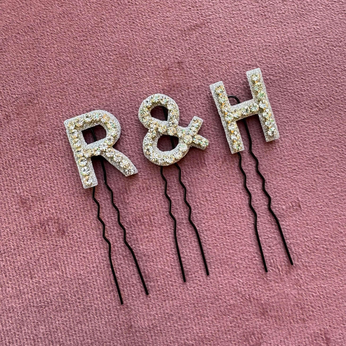 Custom Couple Luxe Initial Hair Pin Set with &