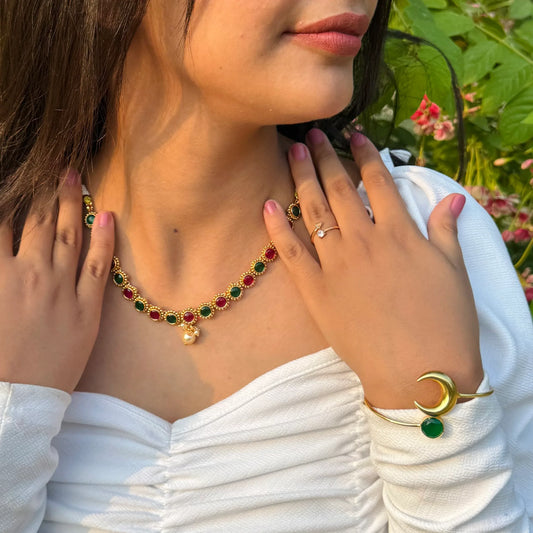 Rajkumari Ruby-Emerald Choker Set