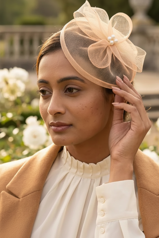 Elaria Ivory Mesh Fascinator