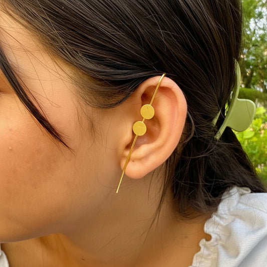 Moon Dots Gold Ear Cuff | Minimalist No-Piercing Earcuff for Women