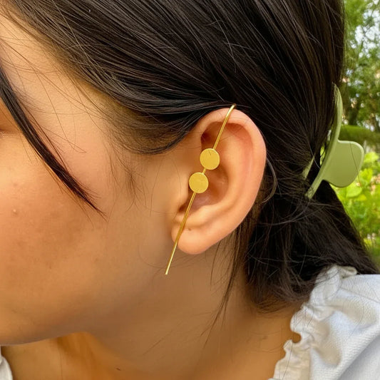 Moon Dots Gold Ear Cuff | Minimalist No-Piercing Earcuff for Women