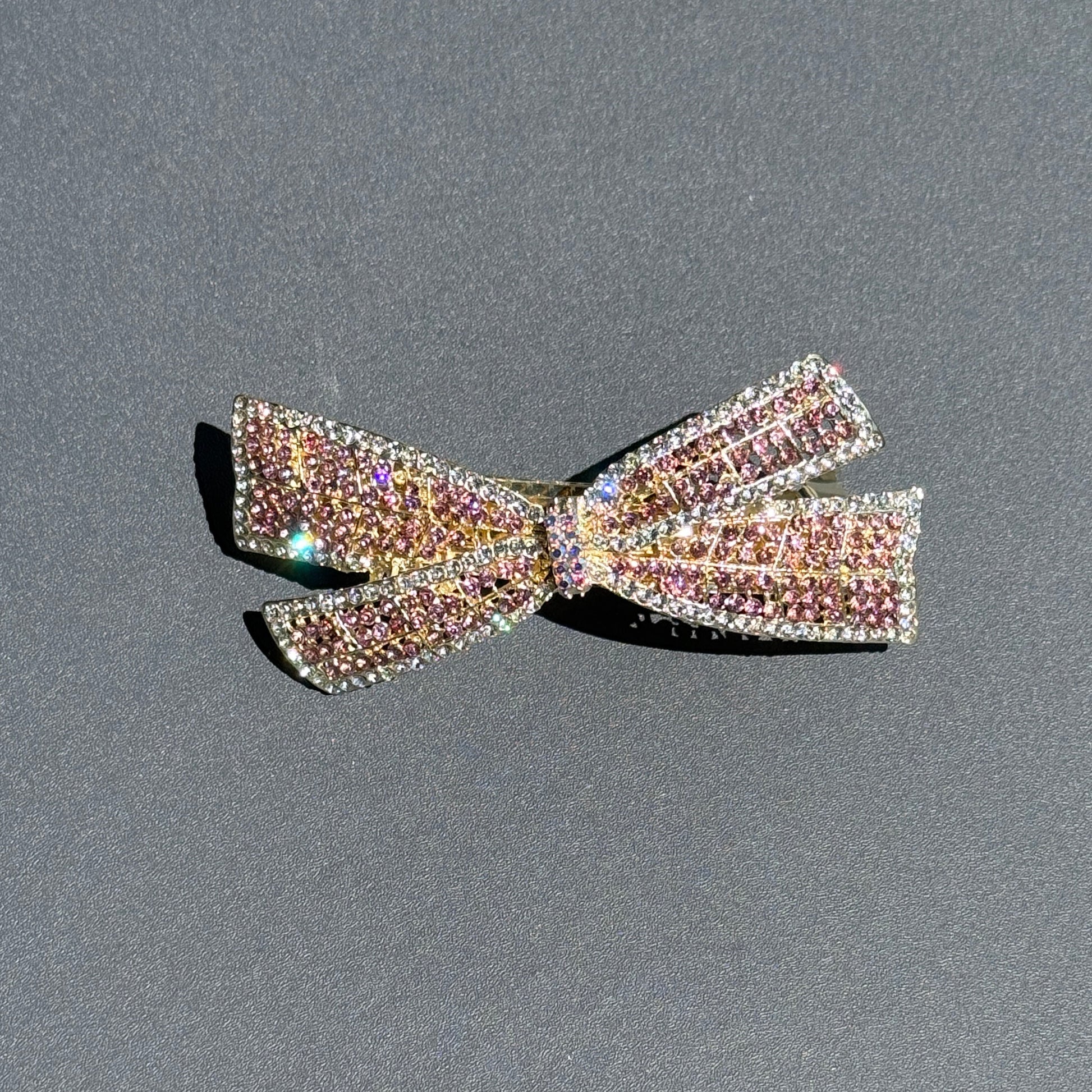 Rosé Luxe Crystal Bow Barrette Clip