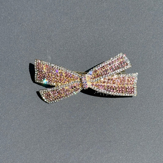 Rosé Luxe Crystal Bow Barrette Clip
