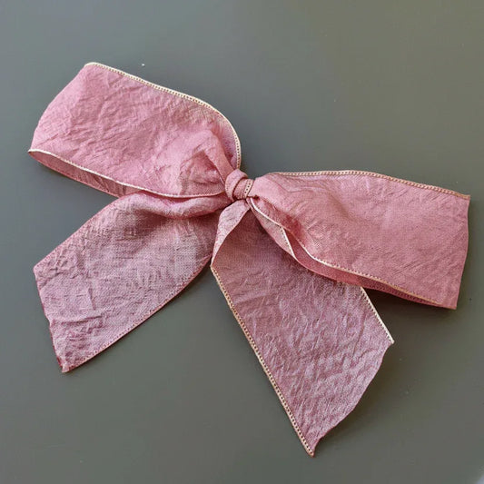 Blush Pink Elegance: Shimmering Ribbon Bow Hair Clip