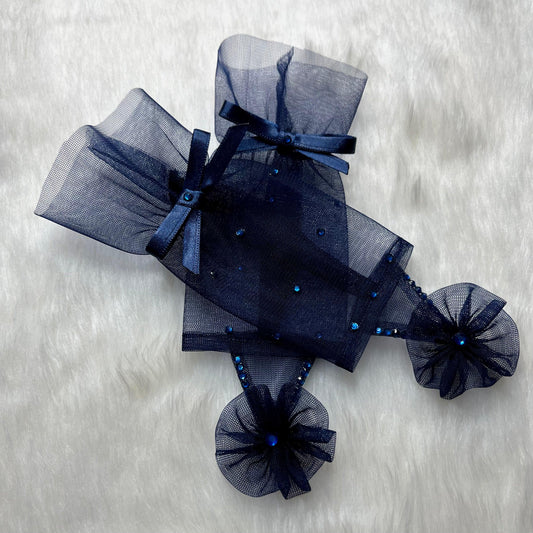 Sapphire Elegance Blue Stones Net Princess Gloves