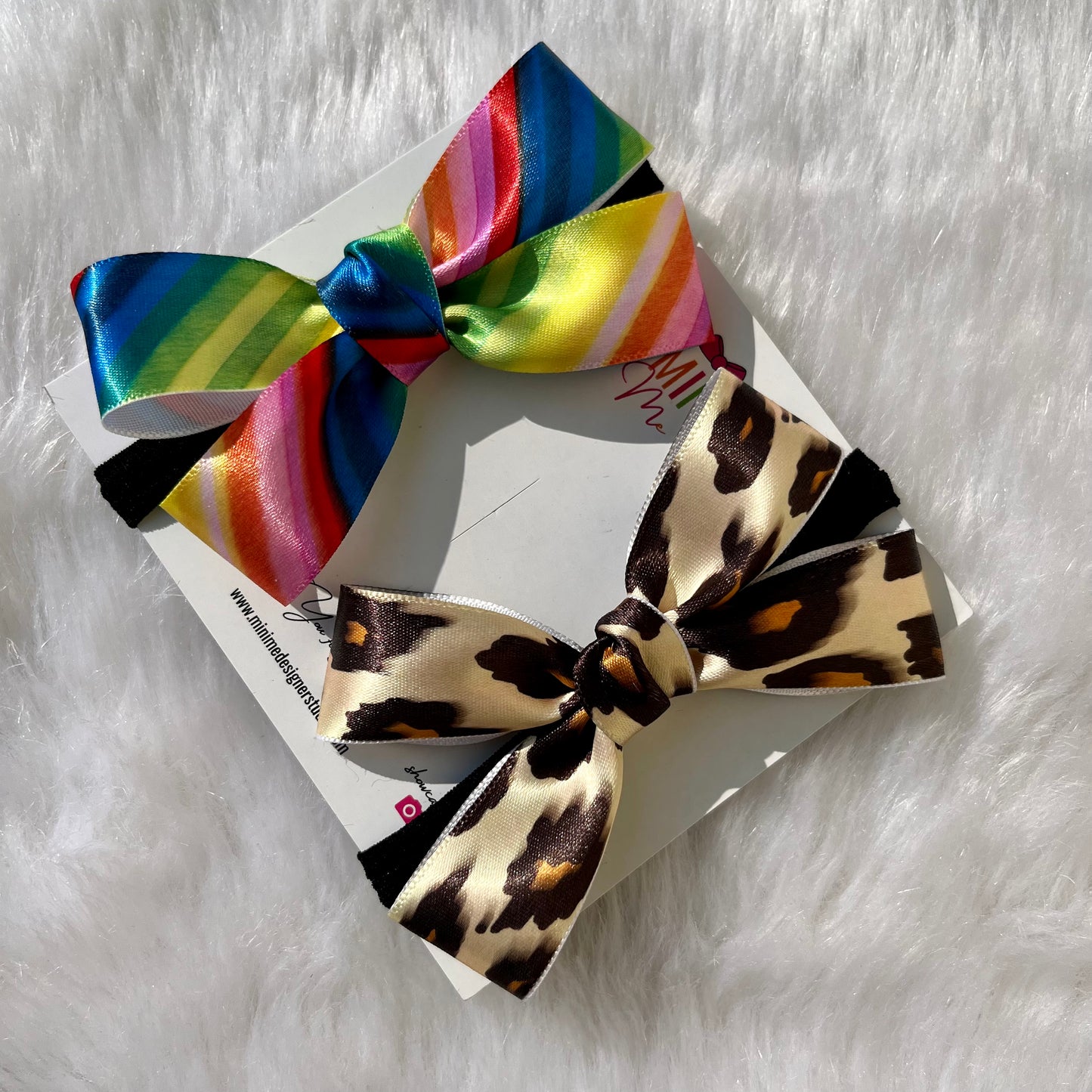 Baby Girl Hair Bow Set of 2 | Multi Color and Animal Print