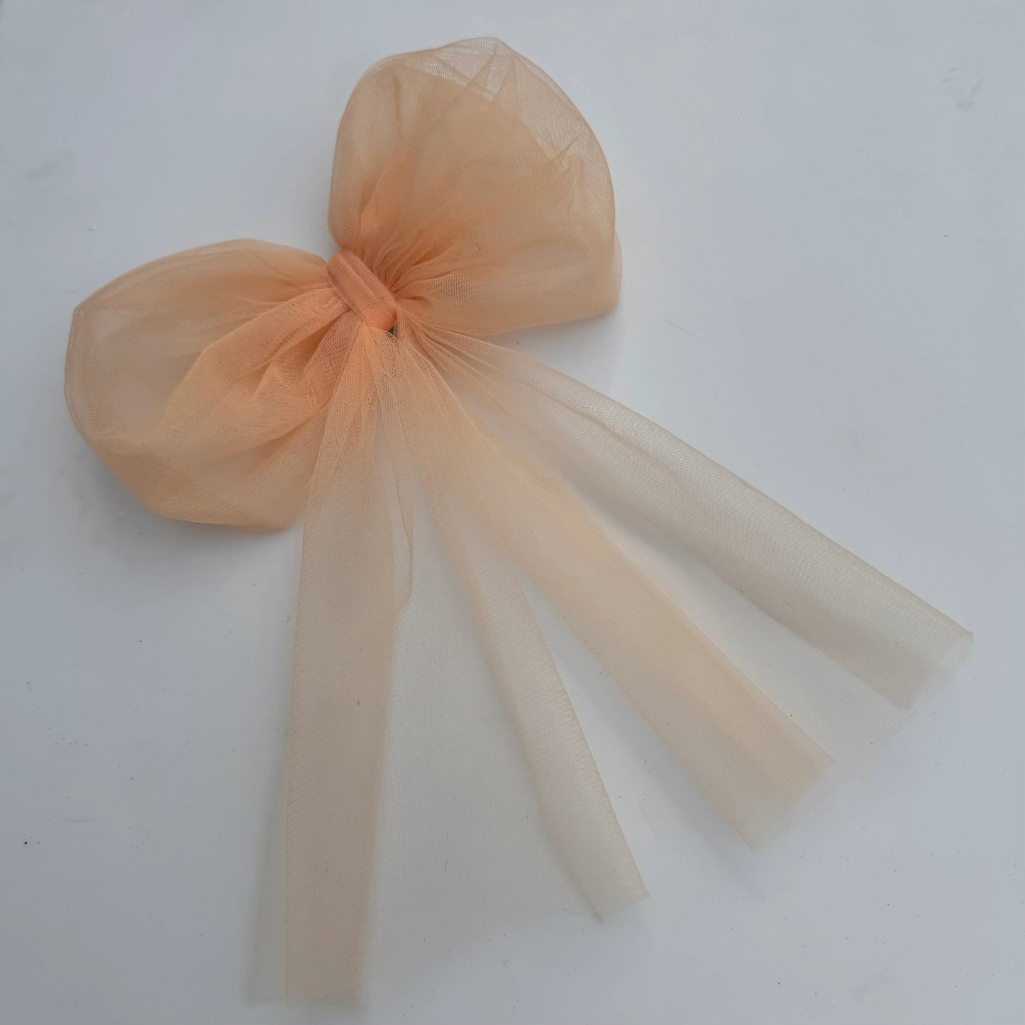 Peach Tulle Bow Hair Clip for Women and Baby Girl