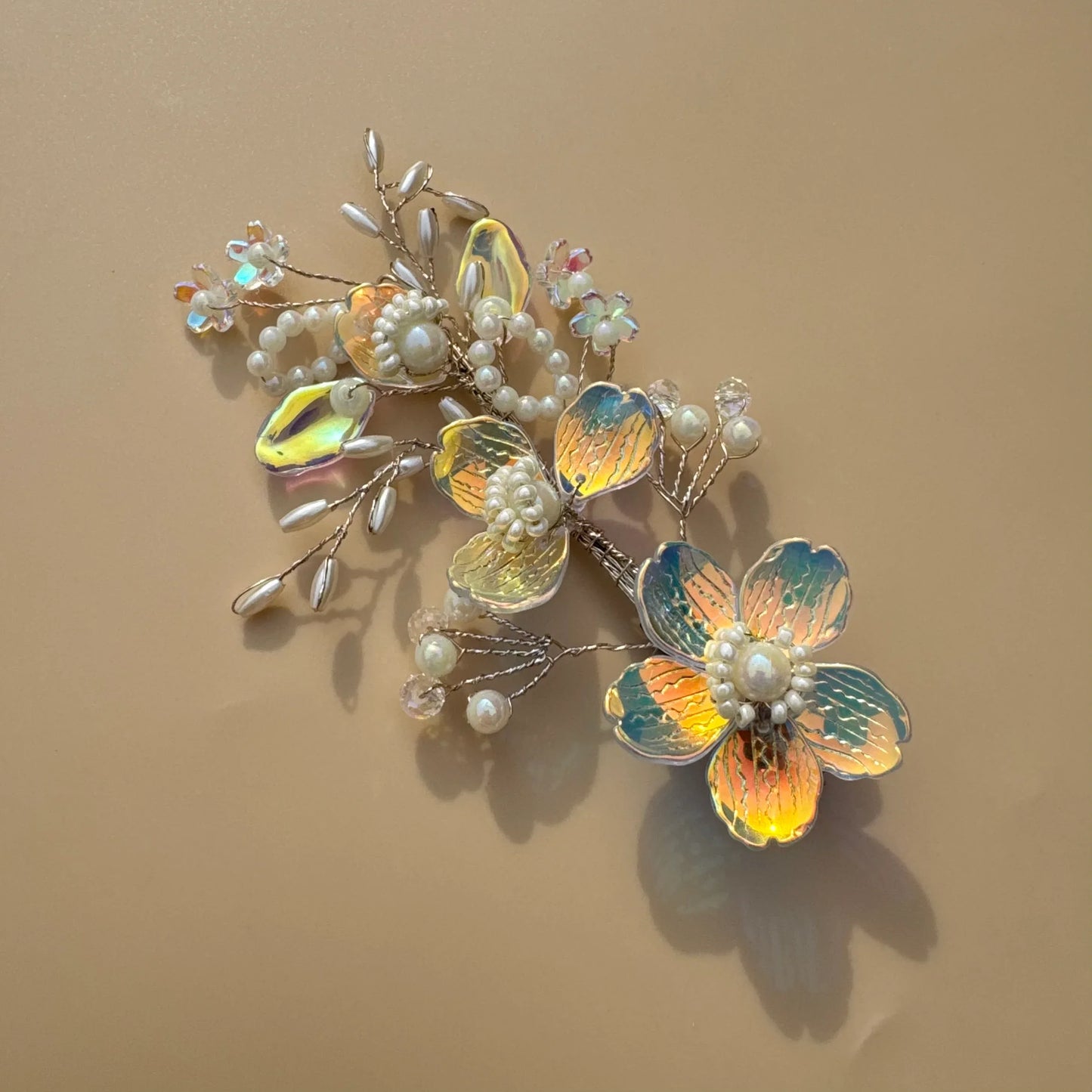 Iridescent Orchid Pearl Hair Clip