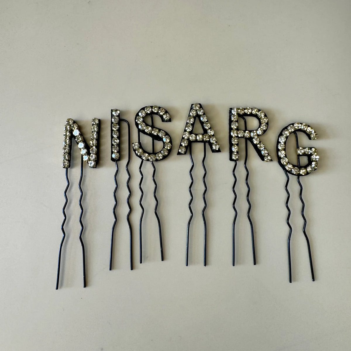 Custom Name Golden Crystal Letter Clips