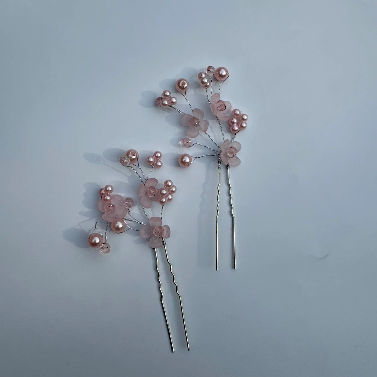 Blush Floral U Pins (Set of 2) — Bridal & Occasion Hair Accessories
