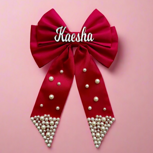 Custom Name Personalized Dark Pink Hair Bow Clip