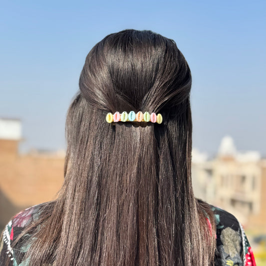 Pastel Cowrie Shell Hair Barrette Clip