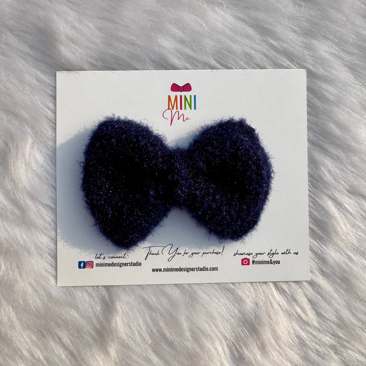 Navy Blue Knitted Bow Hair Clip
