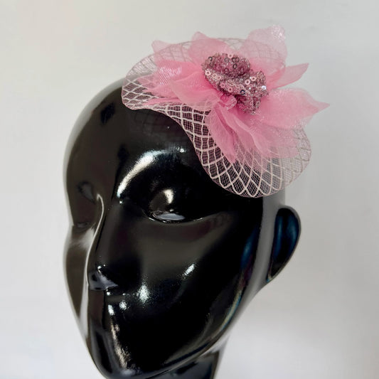 Blush Pink Sequin Bloom Hair Fascinator | Designer Headpiece