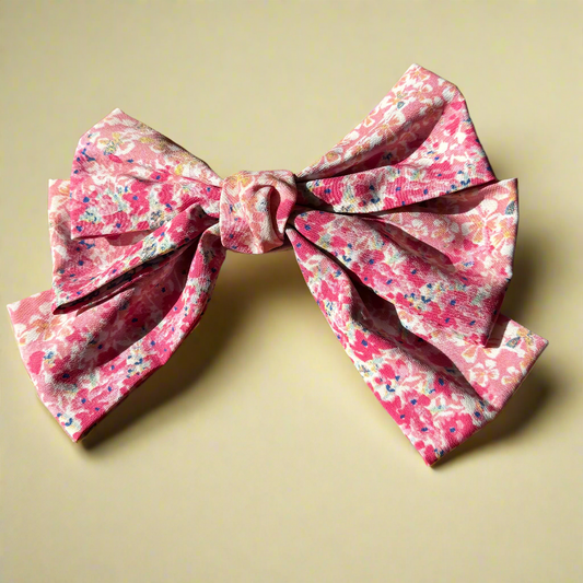 Love Blossoms Peach and Pink Hair Bow