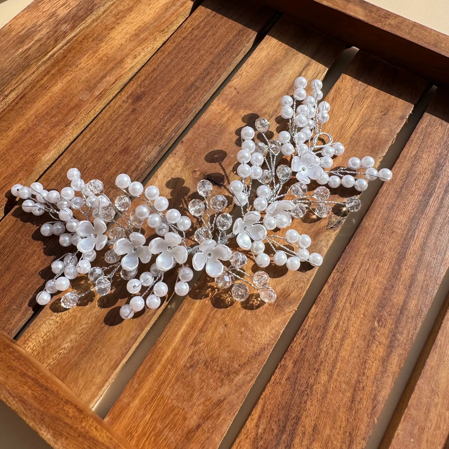 Ivory Bloom Pearl & Crystal Hair Vine