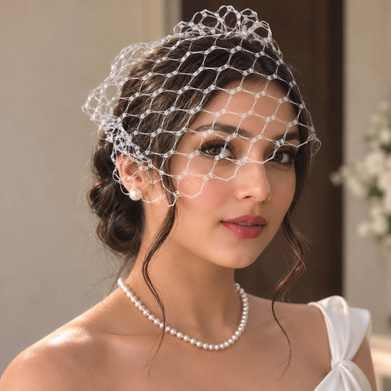 Ivory Russian Weave Vintage Birdcage Veil