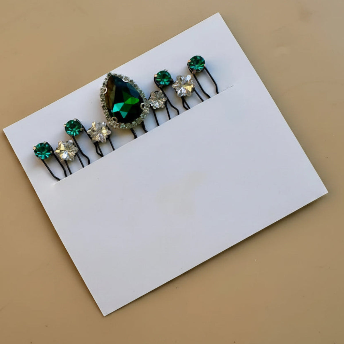 Luxe Emerald Hair Pins Set