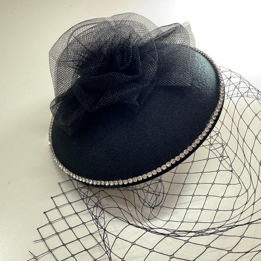 Luxury Bellanova Crystal-Trim Fascinator with Birdcage Veil