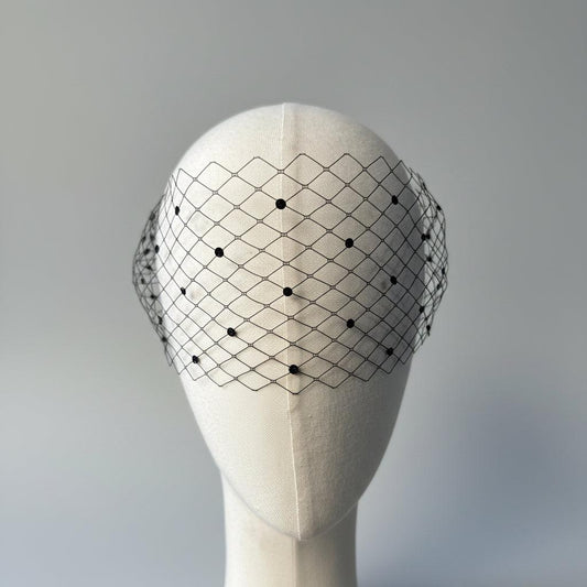 Noiréa Black Beaded Birdcage Veil