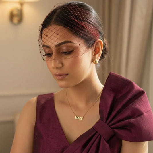 Noire Burgundy Birdcage Veil