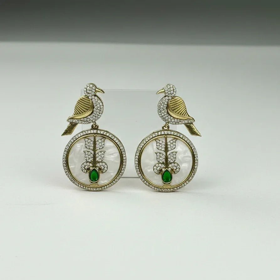 PANCHEE Green Polki Earrings