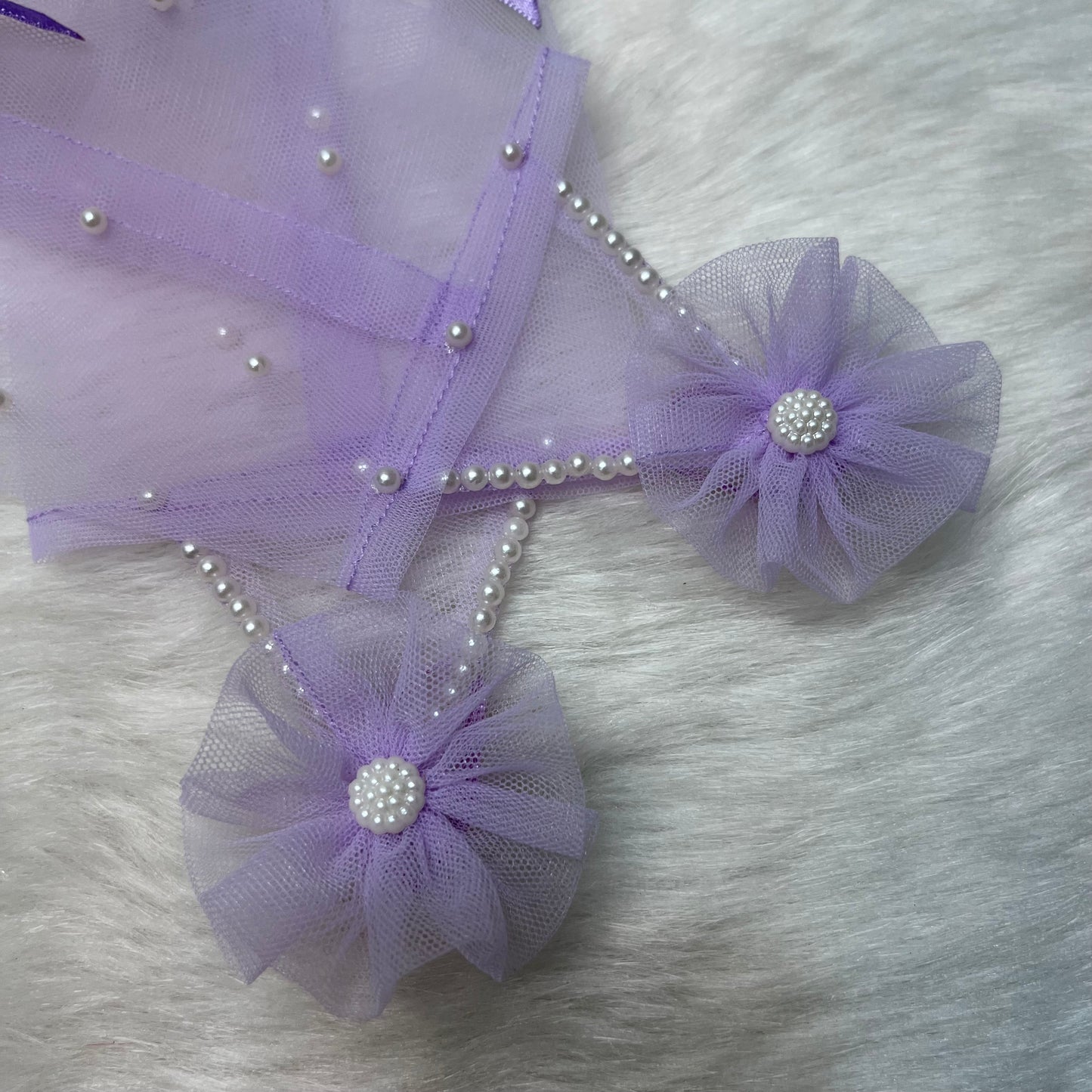 Light Purple Lilac Net Fingerless Gloves