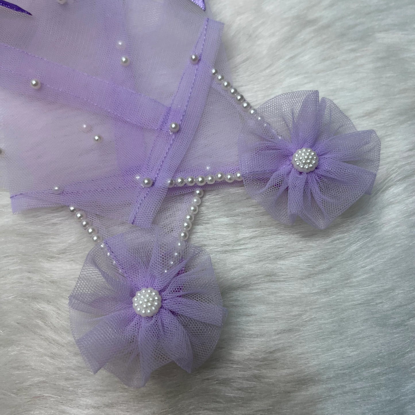 Light Purple Lilac Net Fingerless Gloves