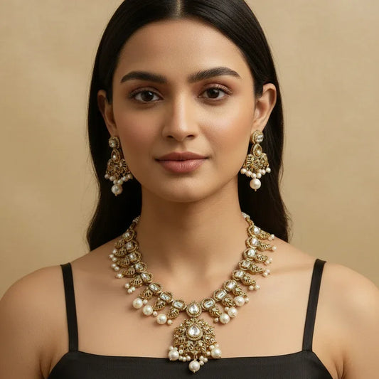 Royal Heritage Kundan Pearl Necklace Set