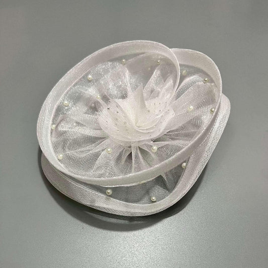 Twirlina White Pearls Fascinator