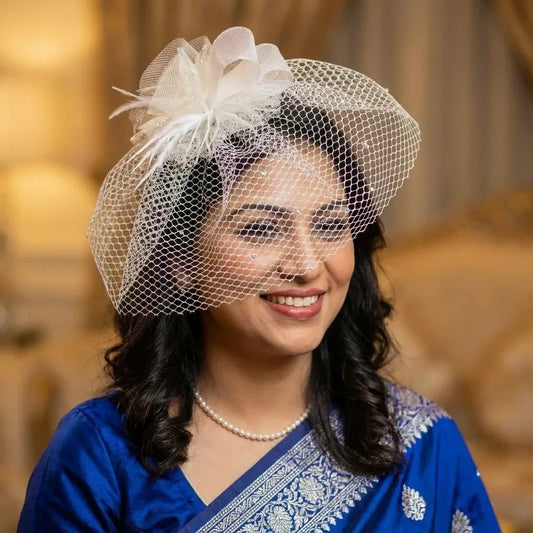 VICTORIA Ivory Veil Fascinator