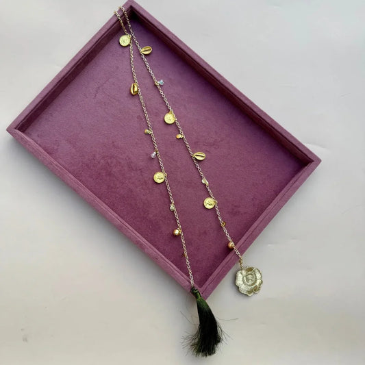 Regal Rose & Coin Charm Ghunghru Hair Chain
