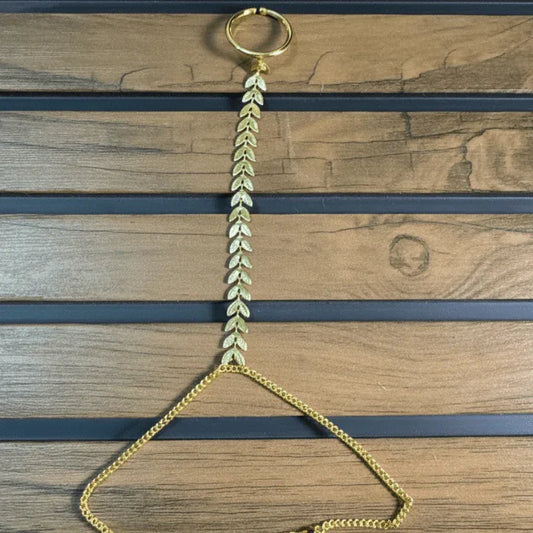 Golden Leaf Hand Harness Hathphool (Single Piece)