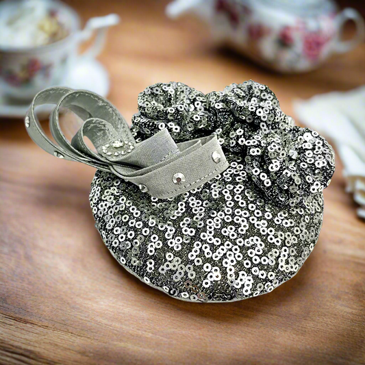 Dreamy Silver Sequin Fascinator Hat Clip