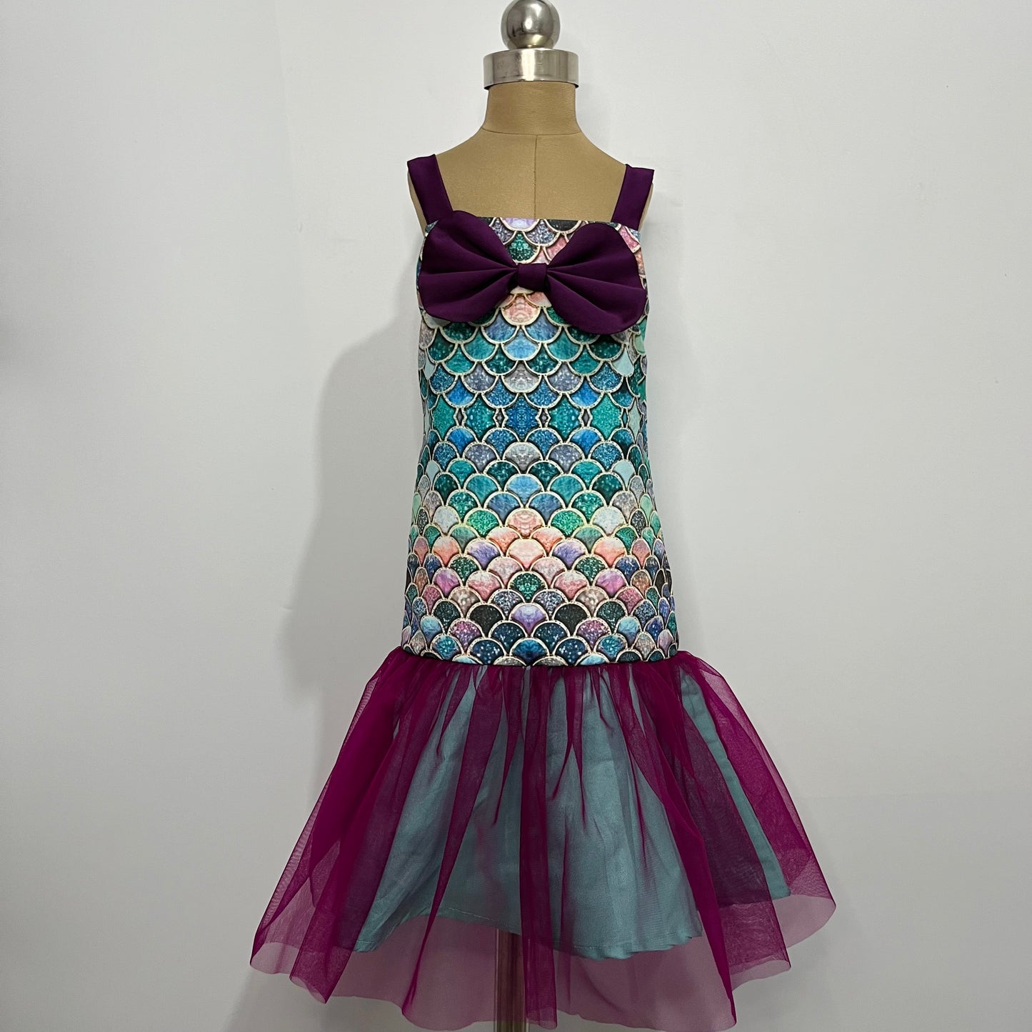 Mermaid Tail Scale Wine Color Dress