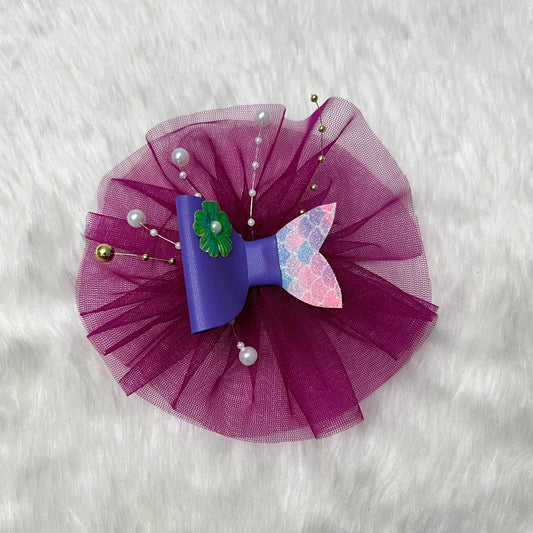 Mermaid theme hair clip in wine purple color