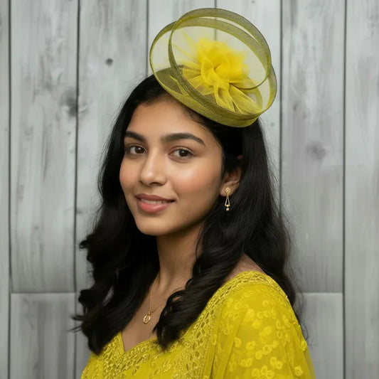 Twisted Mustard Yellow Fascinator Hat Hair Clip