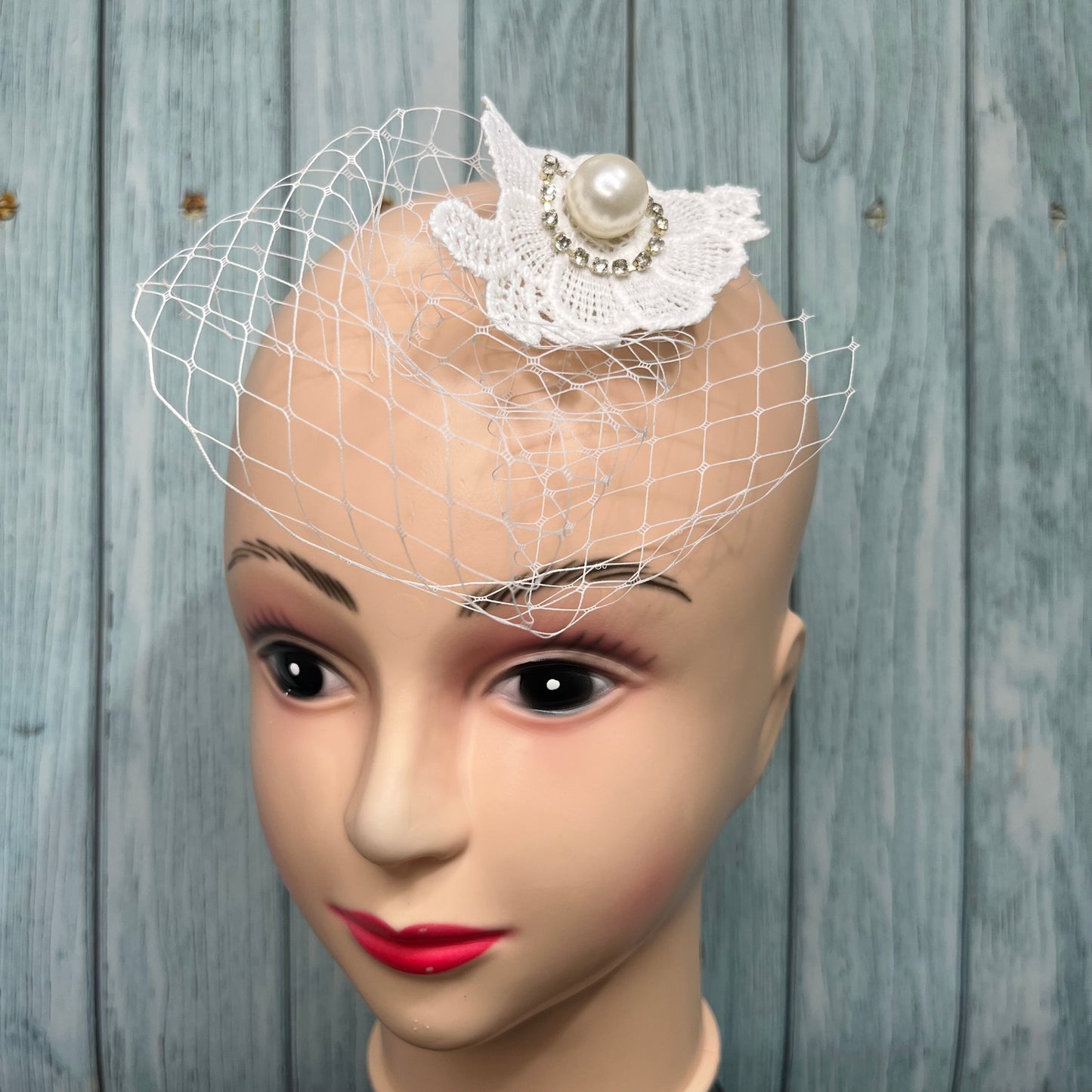 White Bridal Pearl Birdcage Veil | Birthday Vintage Veil