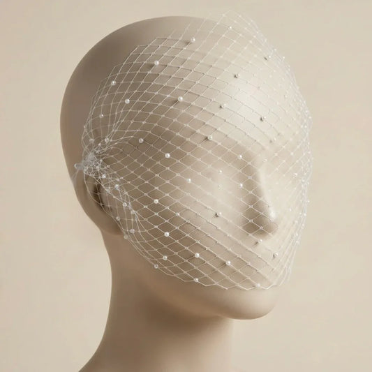 ivory pearl birdcage face veil