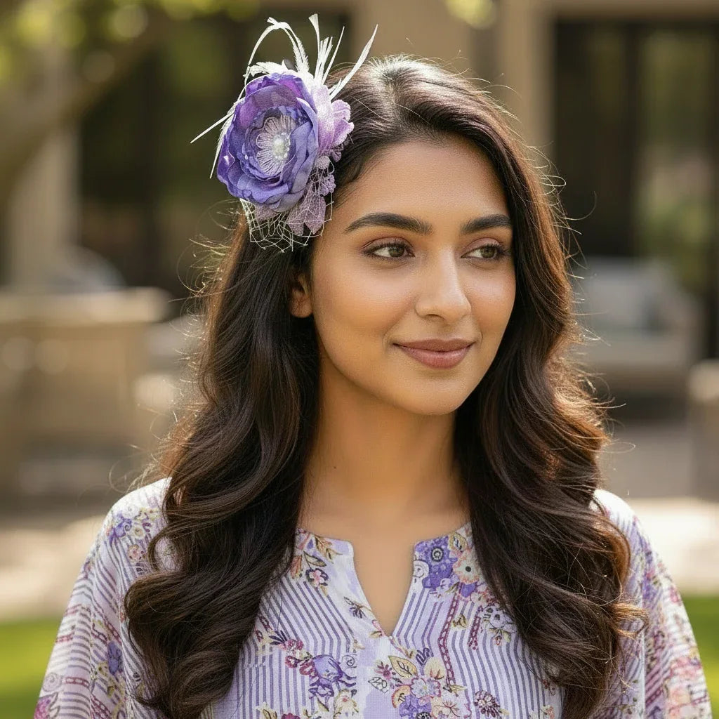 Lavender Bloom Fascinator with Pearl Center
