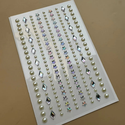 Pearl and Crystal Self-Adhesive Hair Sticker Sheet