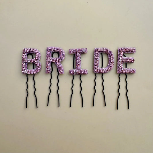 Pink Crystal Luxe Name Hair Pin
