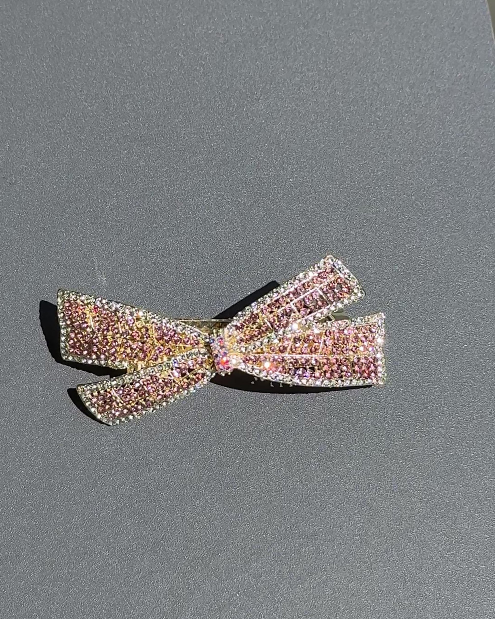 Rosé Luxe Crystal Bow Barrette Clip